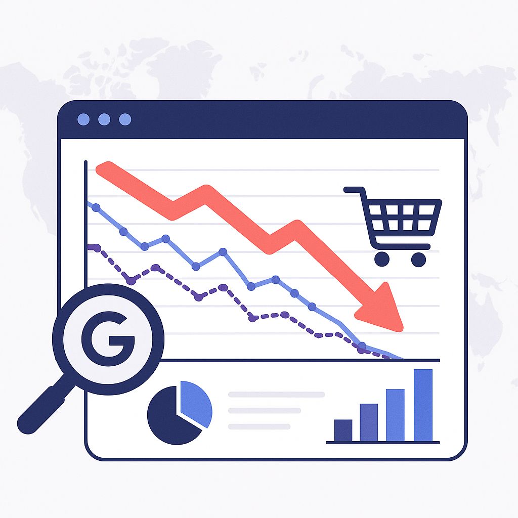 Scădere de trafic organic în e-commerce în era AI Search: ce se întâmplă de fapt cu căutările din Google?