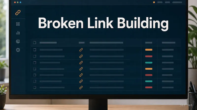 Captură din Glosarul SEO 365 pentru Broken Link Building (Link Building): Broken Link Building este o tactică de link