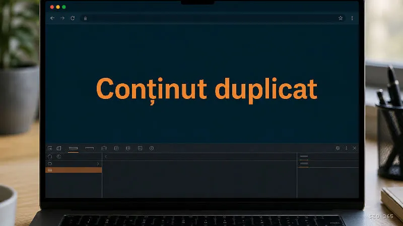 Captură din Glosarul SEO 365 pentru Conținut duplicat (SEO tehnic): Conținutul duplicat este conținut identic sau foarte asemănător
