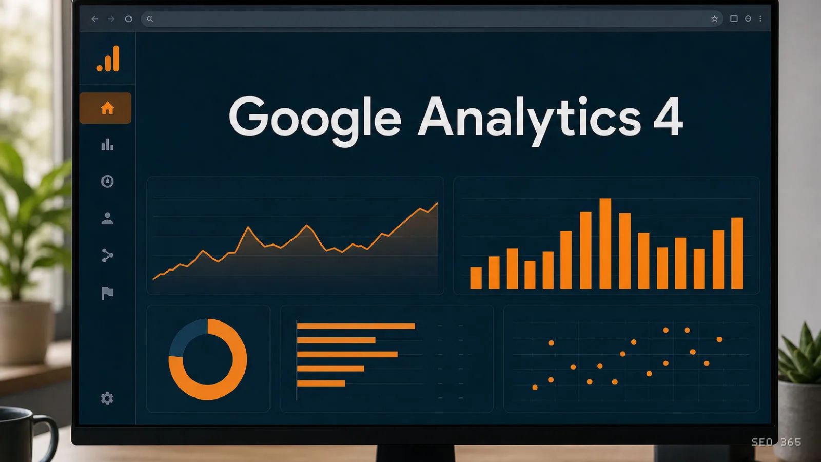 Captură din Glosarul SEO 365 pentru Google Analytics 4 (Analytics și KPI): Google Analytics 4, abreviat GA4, este o proprietate