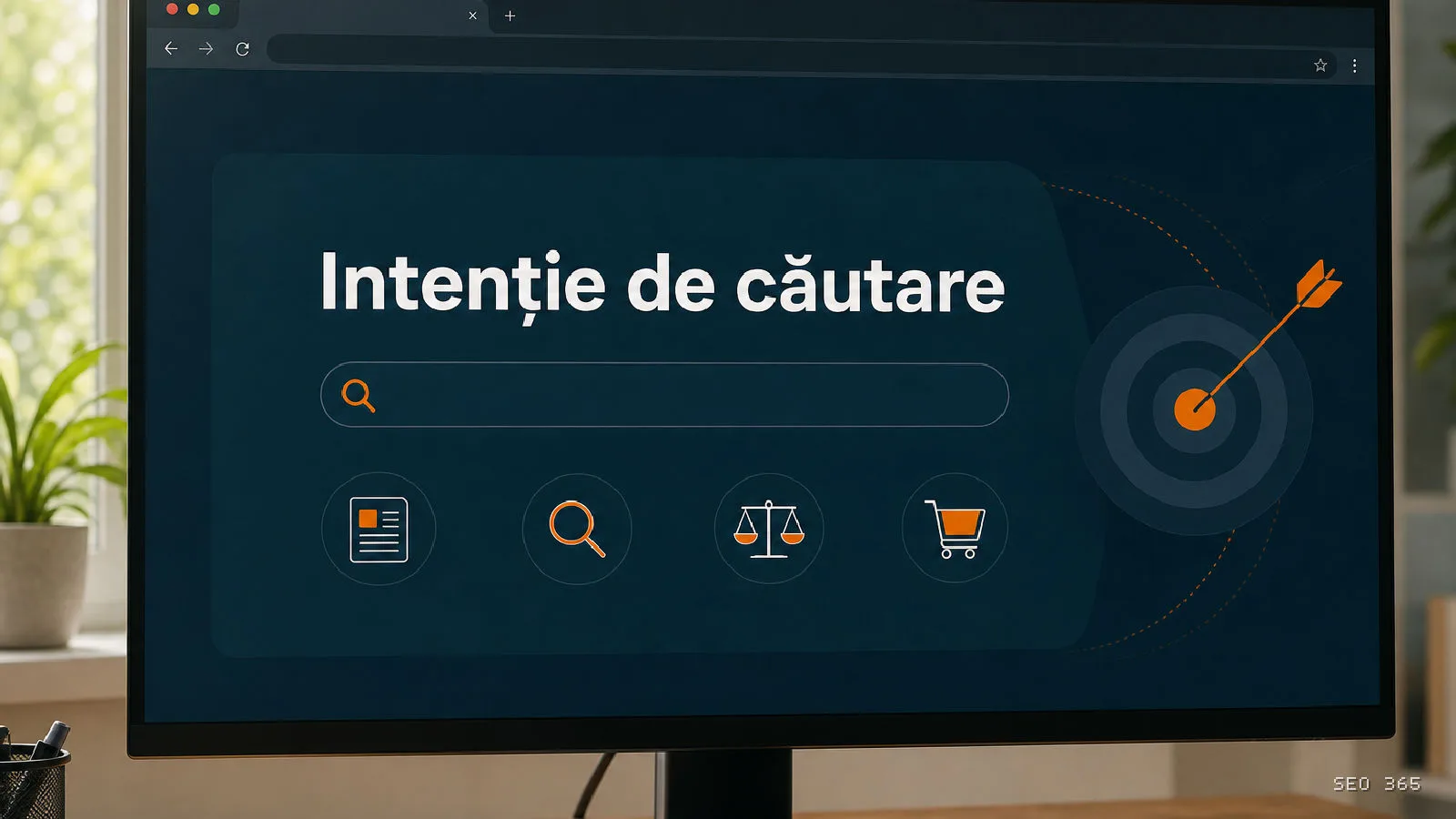 Captură din Glosarul SEO 365 pentru Intenție de căutare (Content SEO): Intenția de căutare este scopul principal urmărit de