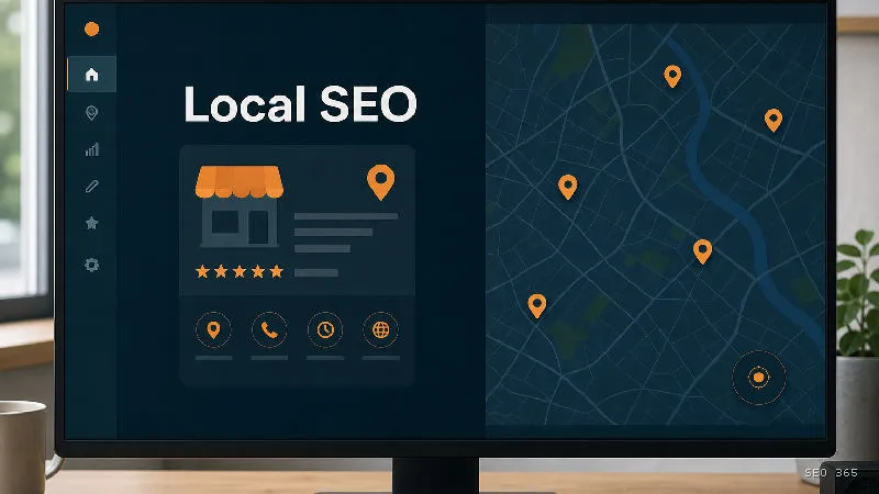 Captură din Glosarul SEO 365 pentru Local SEO (Local SEO): Local SEO este optimizarea prezenței unei afaceri pentru