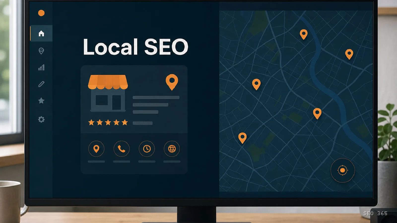 Captură din Glosarul SEO 365 pentru Local SEO (Local SEO): Local SEO este optimizarea prezenței unei afaceri pentru