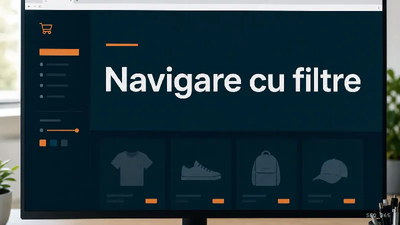 Captură din Glosarul SEO 365 pentru Navigare cu filtre (E-commerce SEO): Navigarea cu filtre, numită și navigare fațetată, permite