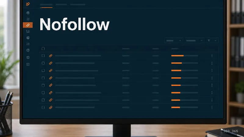 Captură din Glosarul SEO 365 pentru Nofollow (Link Building): Nofollow este o valoare a atributului `rel`, folosită