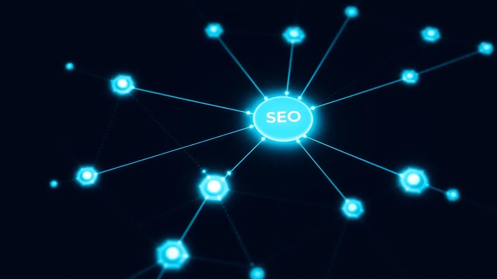 Vizualizare abstractă a unei rețele de backlinks și autoritate construită prin link building etic