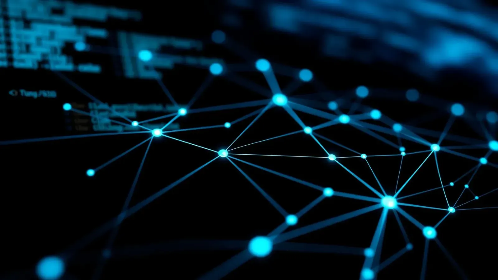 Vizualizare abstractă a unei rețele tehnice de noduri reprezentând crawl-ul și indexarea unui site
